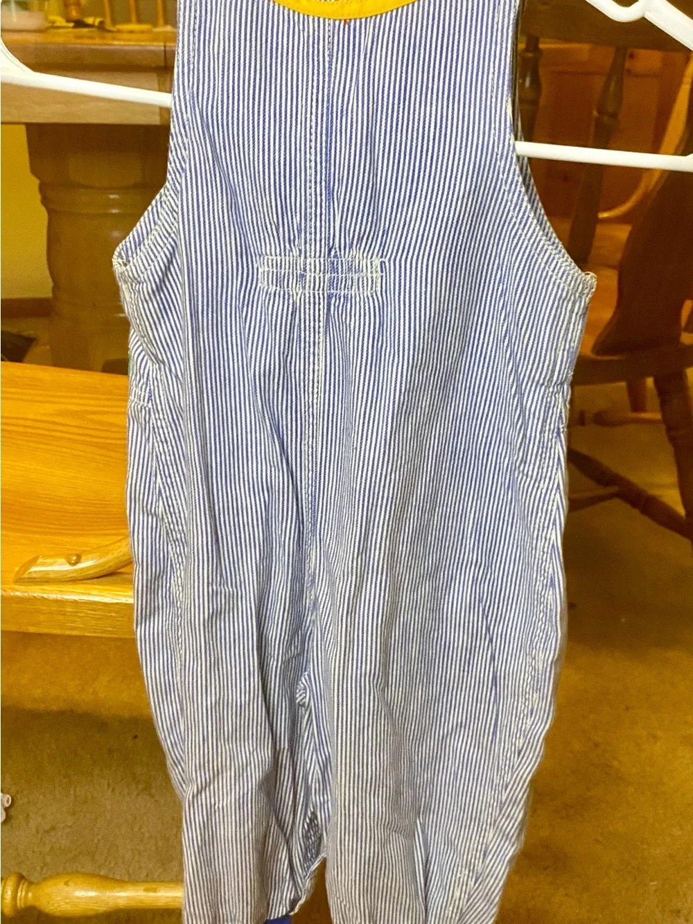 Vintage Gymboree Blue-White Striped Cotton Shirt with Yellow Trim- excellent
